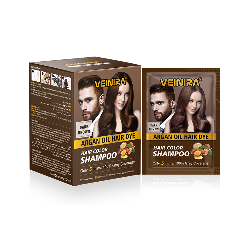 Hair Color Dye Black Brown Hair Shampoo Manufacturer with No Ammonia No Stain Skin Veinira