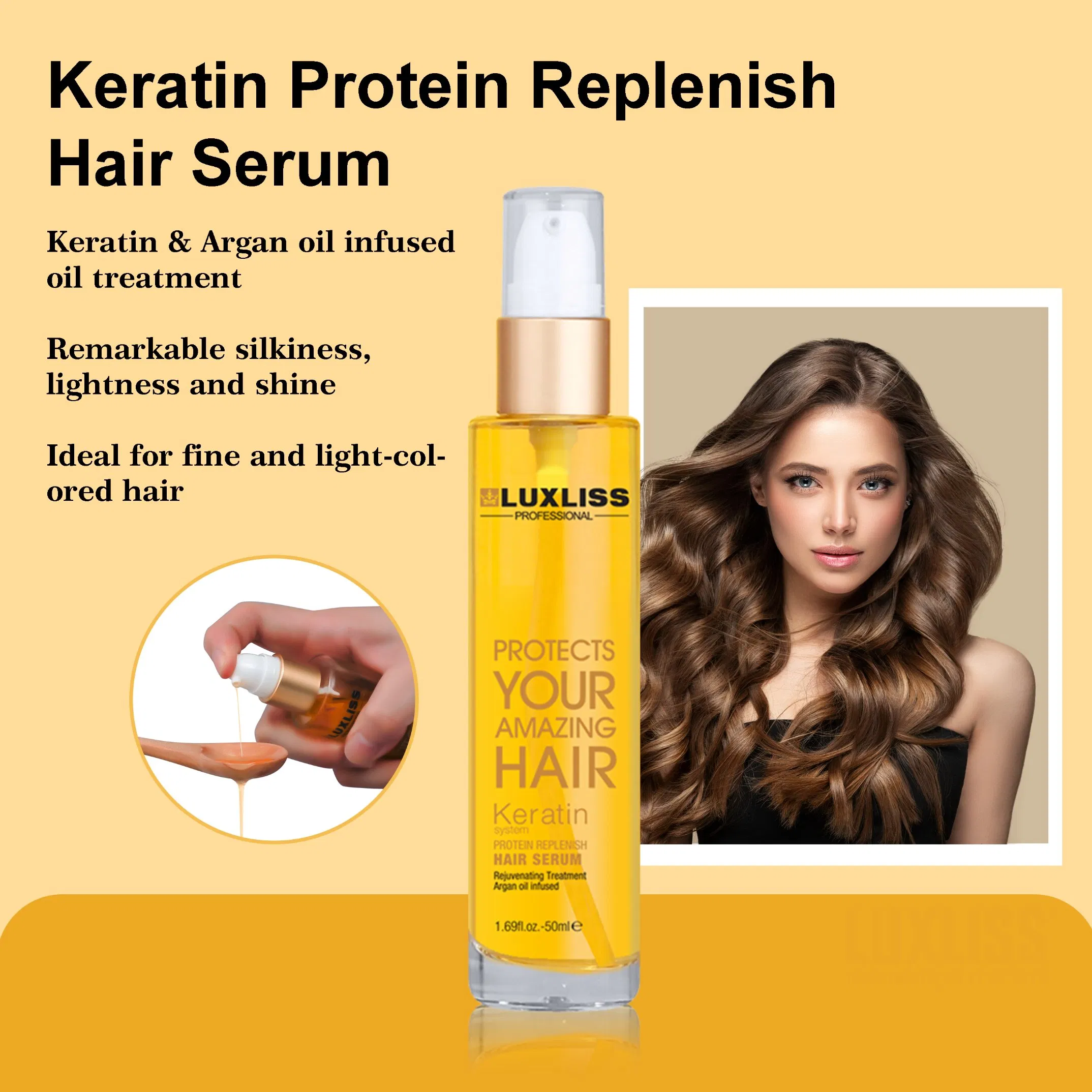 Luxliss Private Label Custom Herbal Argan Oil Hair Serum Keratin Hair Oil