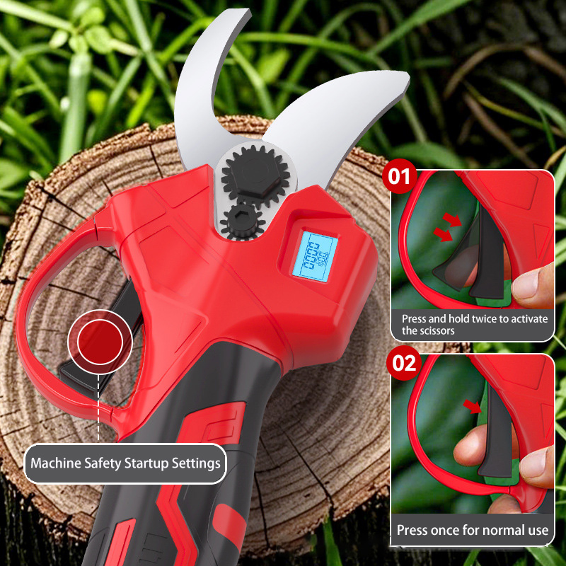Аккумуляторные электроножницы для веток с дисплеем