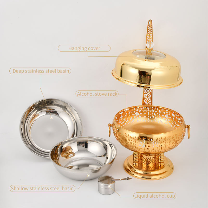 New Gold Plated Stainless Steel Buffet Stove Hotel Insulated Vegetable Stove