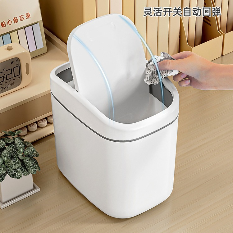 Household Mini Plastic Trash Bin with Lid on Desktop for Living Room, Bedroom and Office