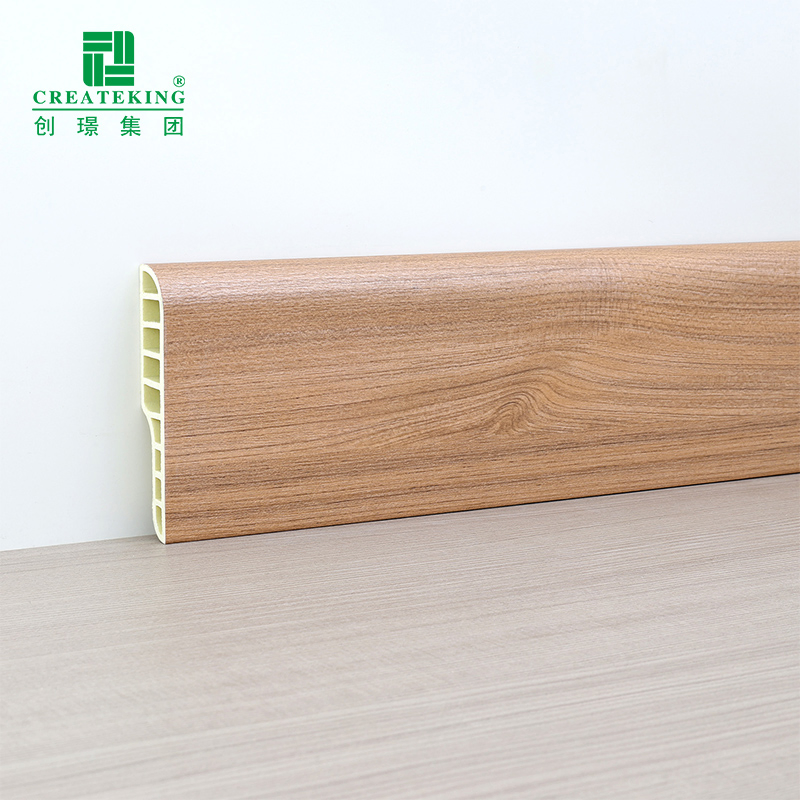 China Supplier OEM Premium 75*15mm Wood-Grain Plastic Skirting PVC Skirting Board