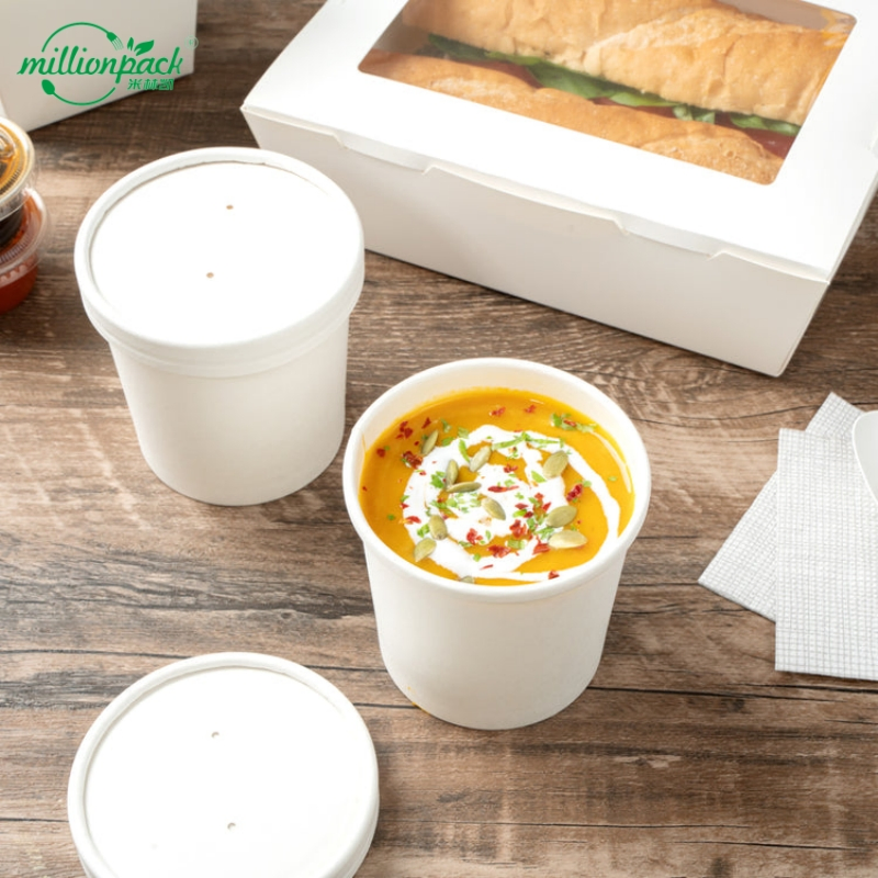 Stackable Leak Proof Paper Soup Cup for Efficient Storage Space Management