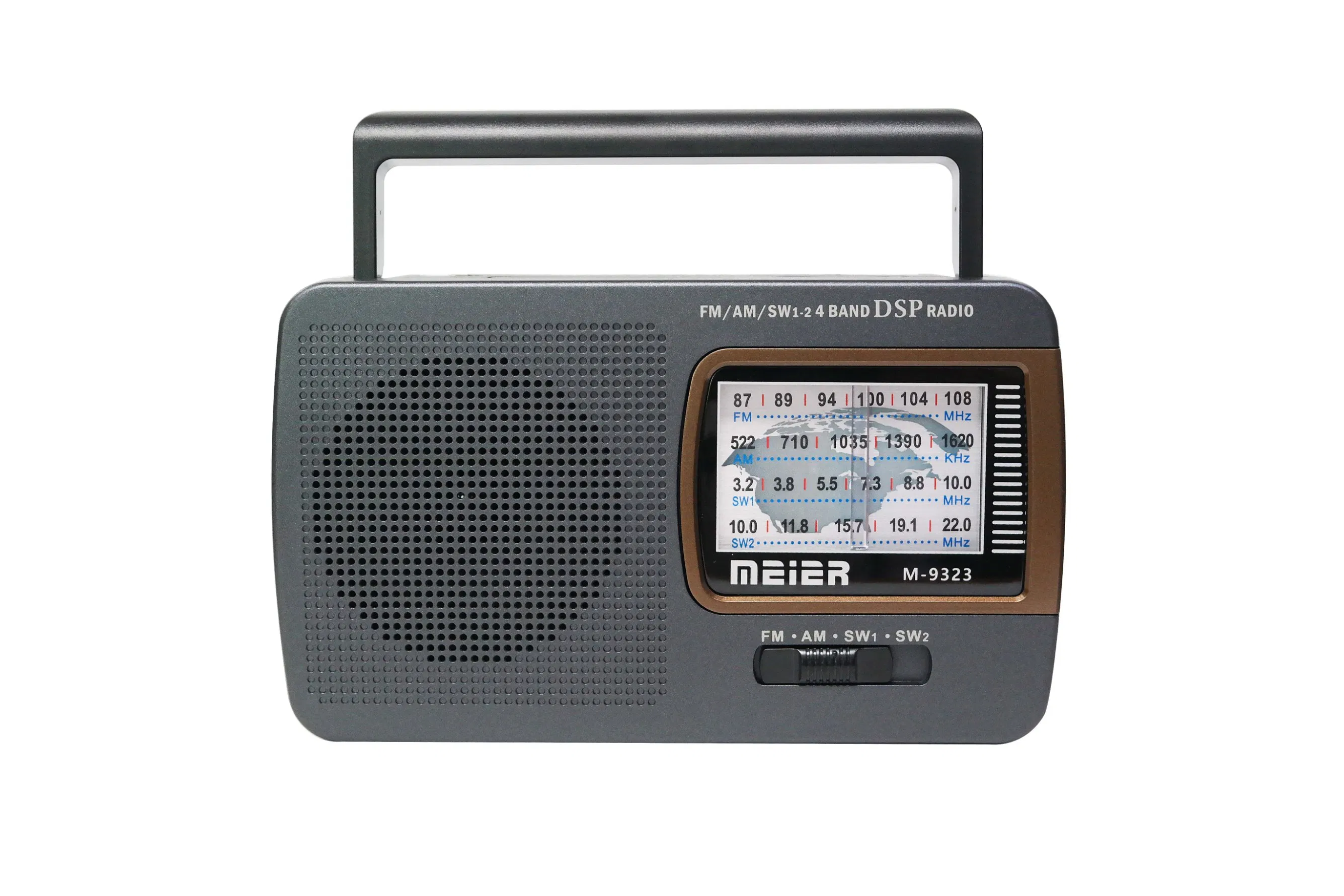 Portable Am/FM Radio with Bluetooth & Charging Functions, Supports TF Card, Aux, USB, and MP3 Player Meier Radio M-9323