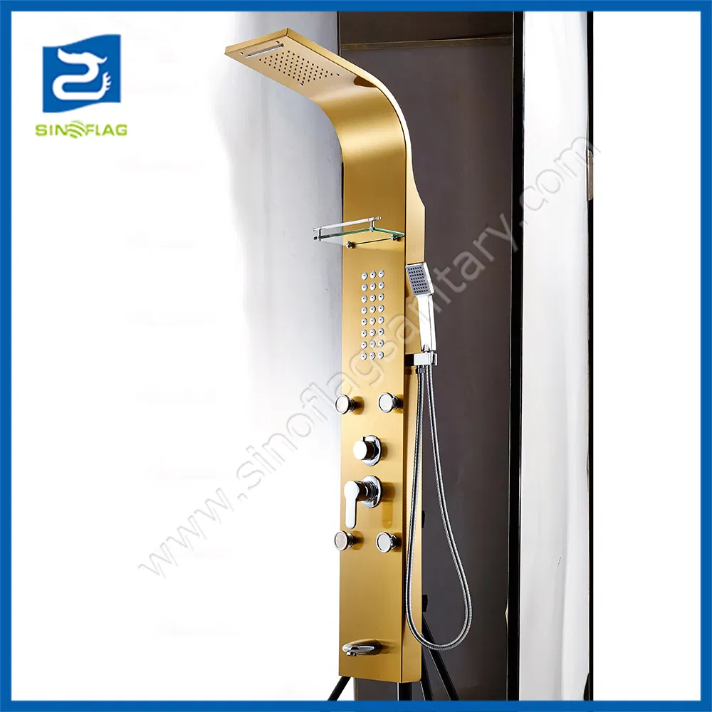 Rose Gold Color Modern Wall Hanging Rainfall Stainless Steel Shower Panel