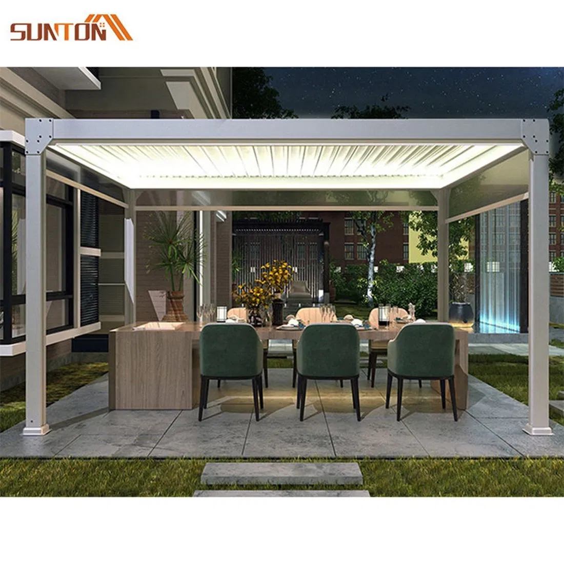 Luxury Patio Automatic Smart Cover Louver Roof System Waterproof Garden Aluminium Outdoor Motorized Pergolas