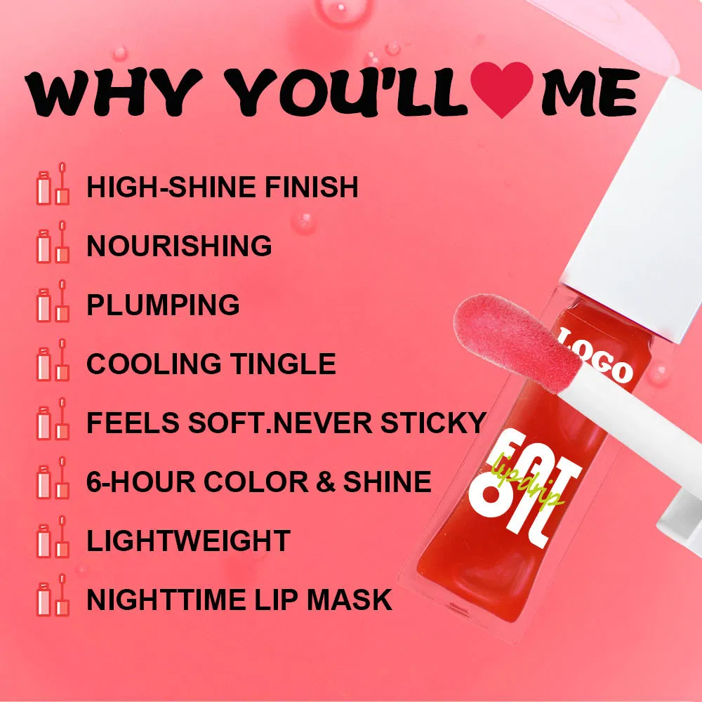 Low MOQ Lip Glossy Private Label Clear Moist Vegan Pink Plumped Anti-Chapped Lip Oil