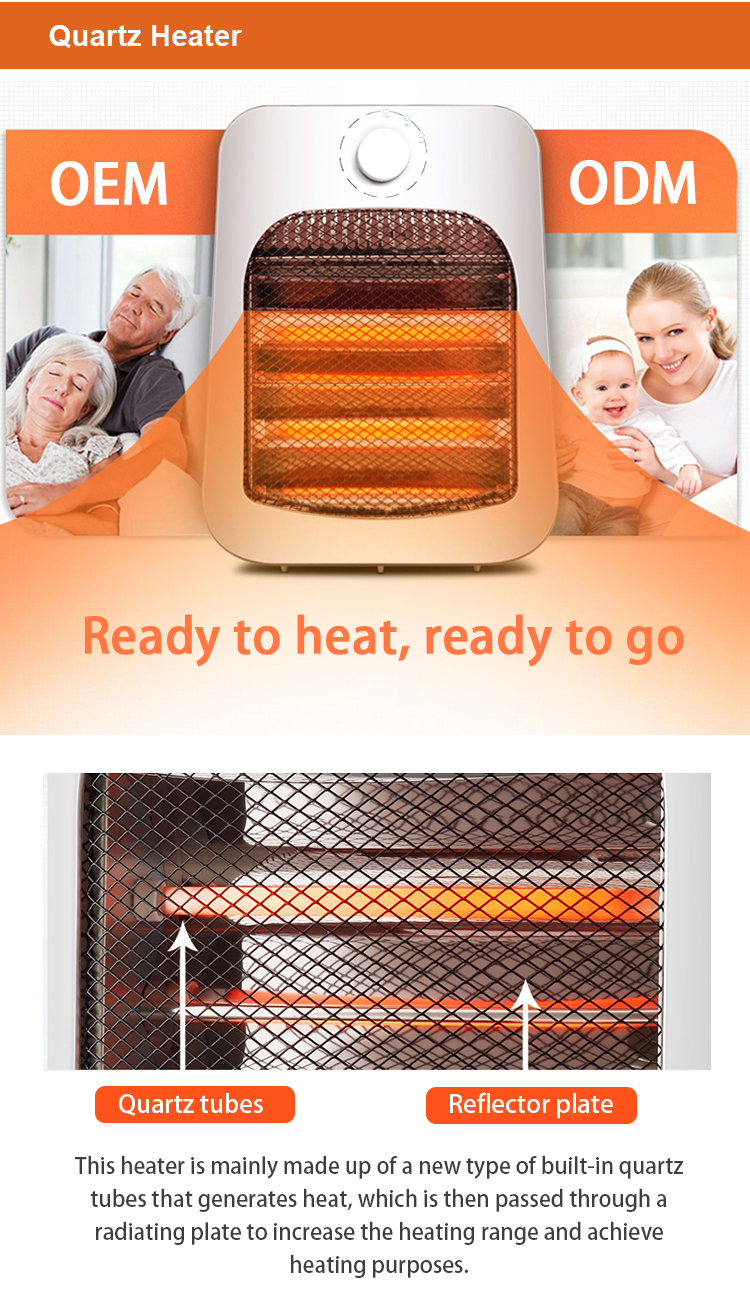 Portable Two-Tube Quartz Heater with Adjustable Temperature Control