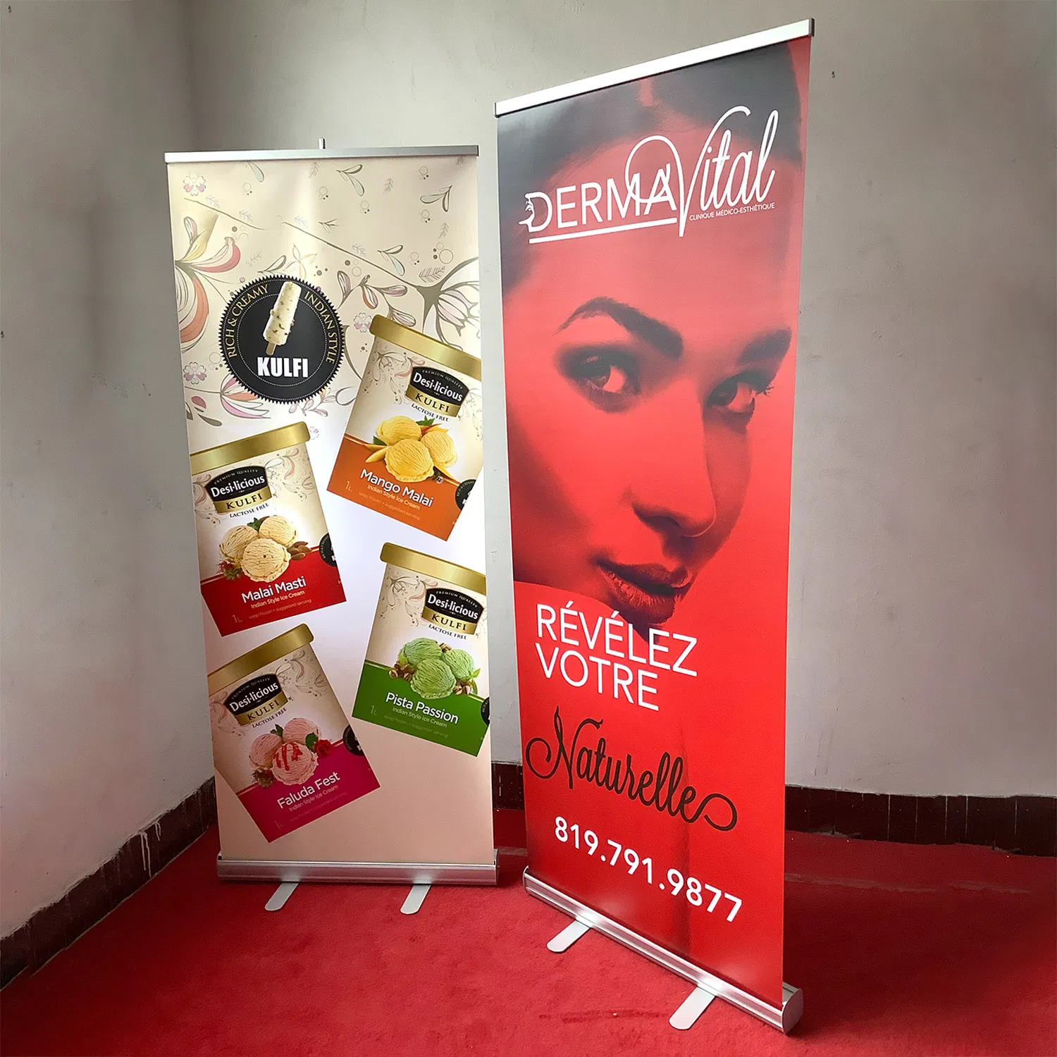 Quality 85X200cm Vertical Roll up Display Printed Poster Banner for Meeting Reception Deluxe Aluminum Alloy Clip-on Hanging Strip