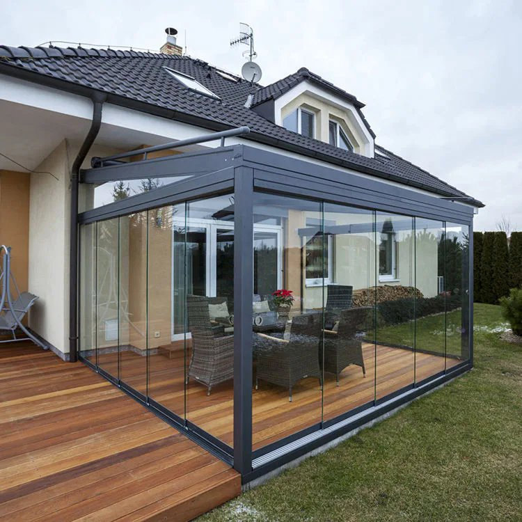 Free Standing Steel Structure Prefabricated Building Aluminium Glass Garden Veranda Sun Room