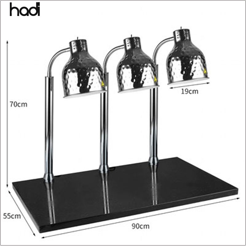 Hotel Restaurant Supplies Heat Lamp Unit Wood Base Table Lamp Copper Hammered Catering Buffet Food Warmer Carving Station Heating Lamp for Sale