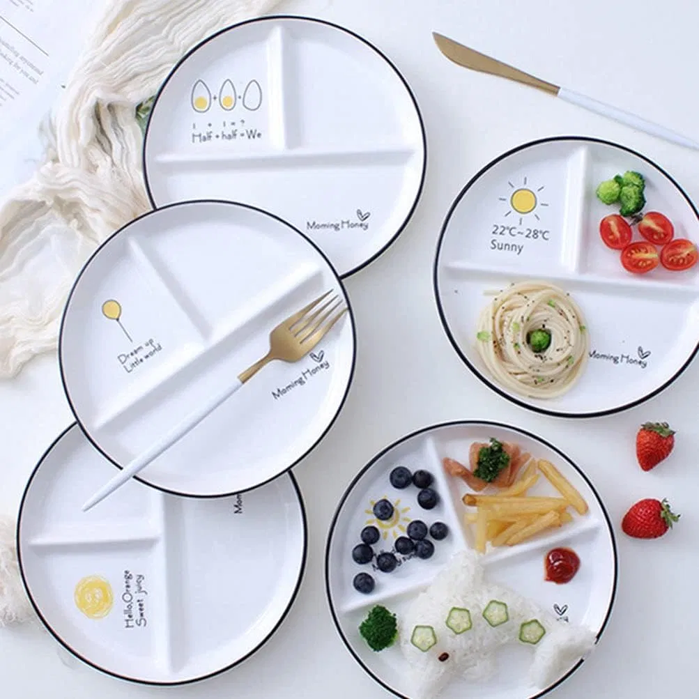 Ceramic Divided Dinner Plates Handmade Porcelain Weight Loss Weight Plate