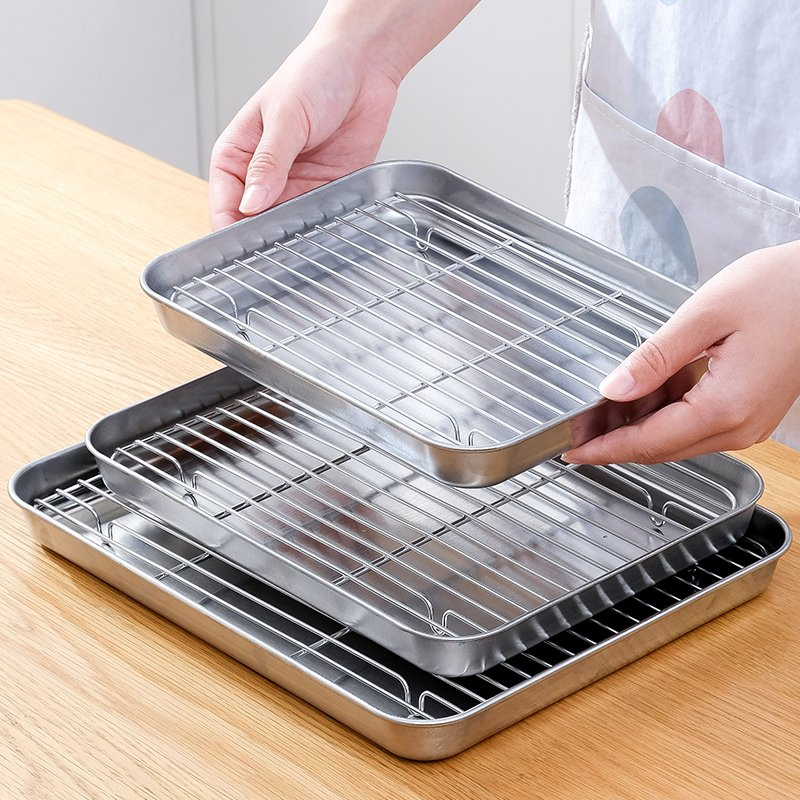 Wholesale Kitchenware Net Frame Baking Pan Non Toxic Stainless Steel Oven Tray Bread Baking Tray with Basic Customization