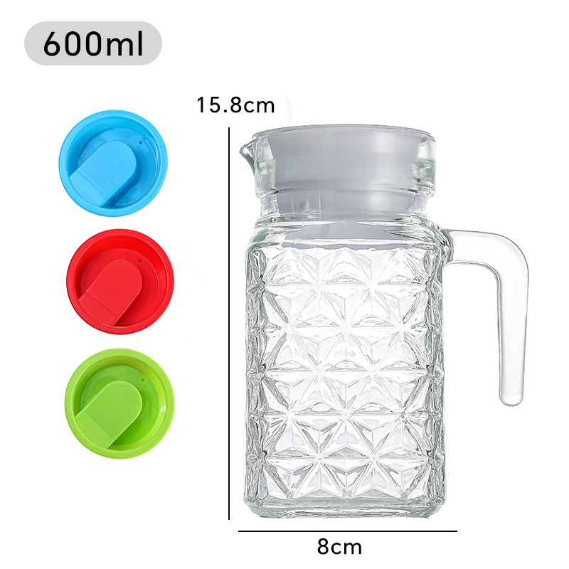 1100ml 600ml Wholesale Clear High Borosilicate Glass Water Tea Pot Cold Water Jug with Lid Water Bottles