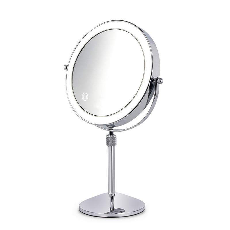 Wholesale Touch-Sensitive Smart LED Vanity Mirror with Adjustable Height, Dual-Sided Magnification, and Dimmable Lighting for Beauty Salons and Home Use