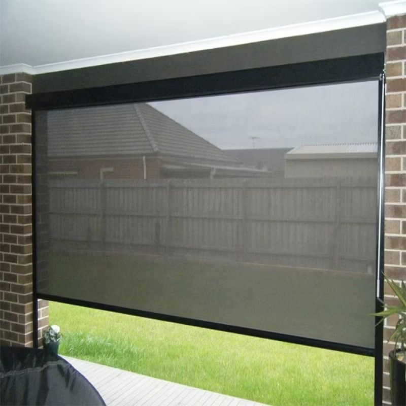 Wind Resistant Zip Track Outdoor Indoor Waterproof Sun Shading Motorized Roller Blinds