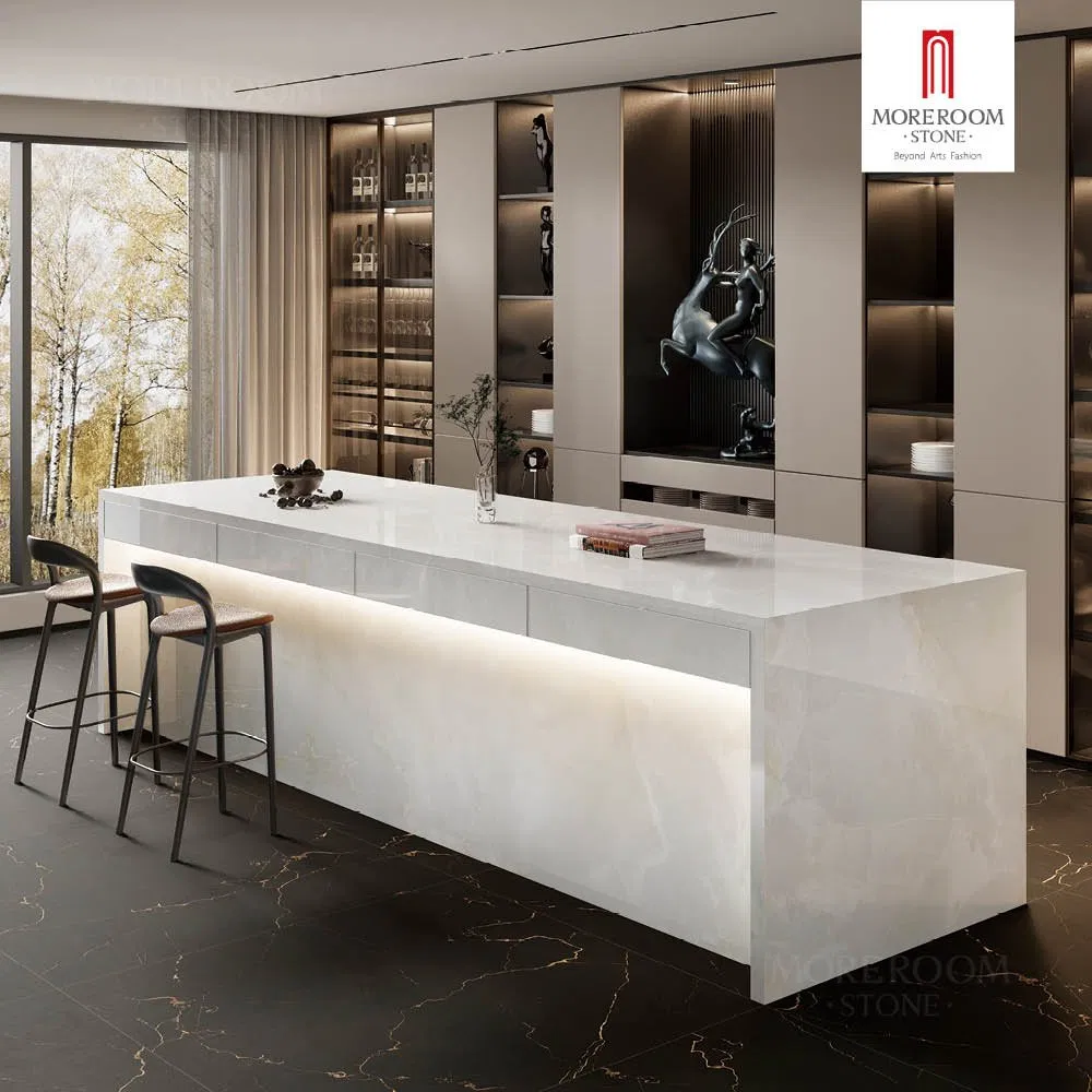 White Artificial Onyx Slab Polished Surface Sintered Stone for Table Tops