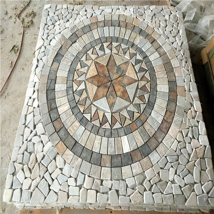 Floor Tile Cheap Outdoor Paving Slate Exterior Round Stone Mosaic Medallion