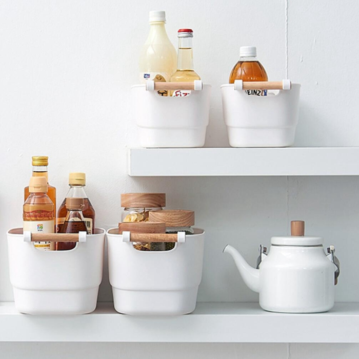 Stackable Storage Container for Organizing Bin with Handle for Shelves Pantry