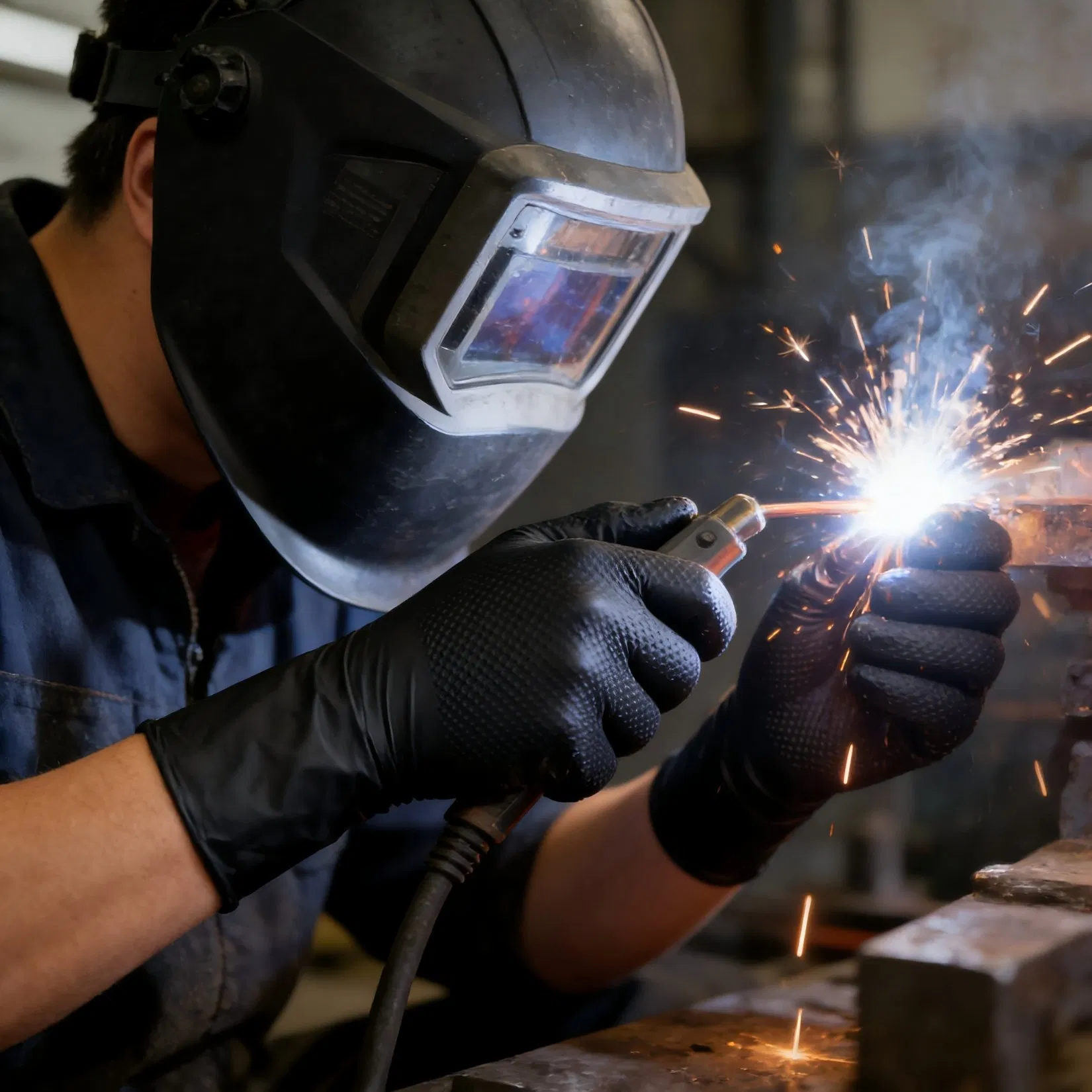 Superior Chemical and Friction Resistance Durable Nitrile Gloves Industrial Grade