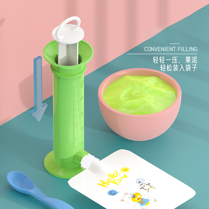 100ml Baby Feeder Fruits Puree Squeeze Dispenser Statipn with Fresh Storage Bags