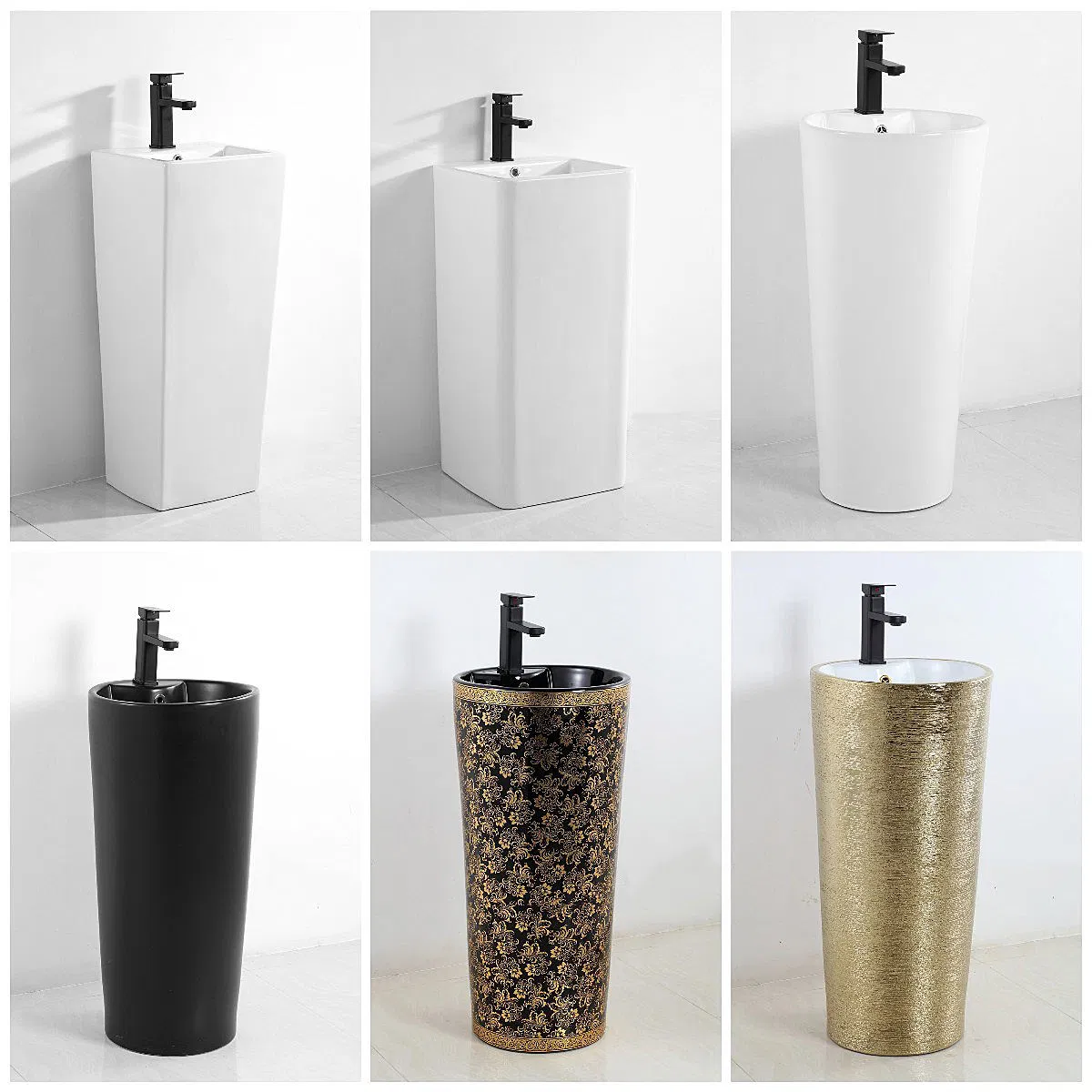 Chaozhou Ceramic Sanitary Wares Washroom Washbasin Modern Hand Wash Pedestal Sink Basin