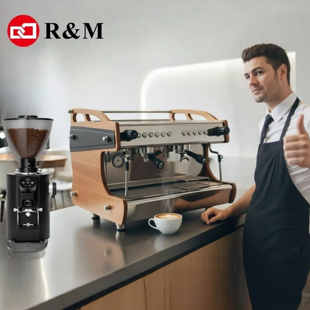 Best Price RM Commercial Industrial Quiet Poretable Good Quality Auto Grind Espresso Coffee Bean Powedering Mill Doser Maker Grinder Machine with Ground Coffee