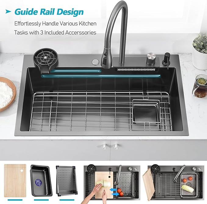 Rectangular 304 Bowl Undermount Stainless Steel Apron Farmhouse Kitchen Sink