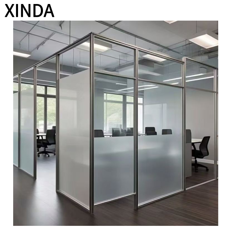 Elegant Glass Partition Wall with Aluminium Frame for Office
