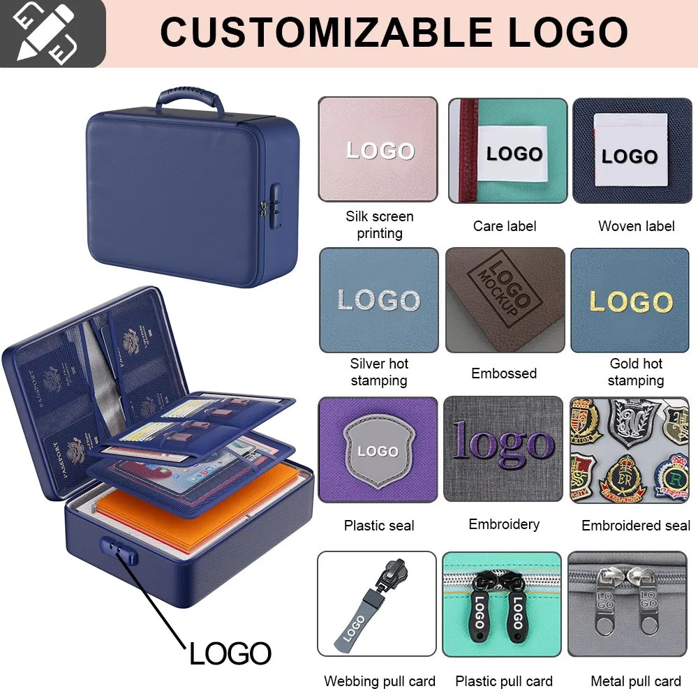 Portable Fireproof Safe Document Bag for Home Office and Travel