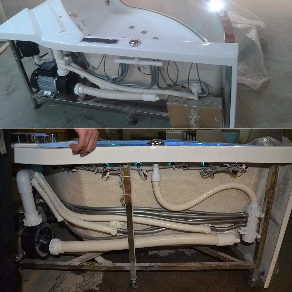 Угловая гидромассажная ванна 1.38 м с LED-подсветкой