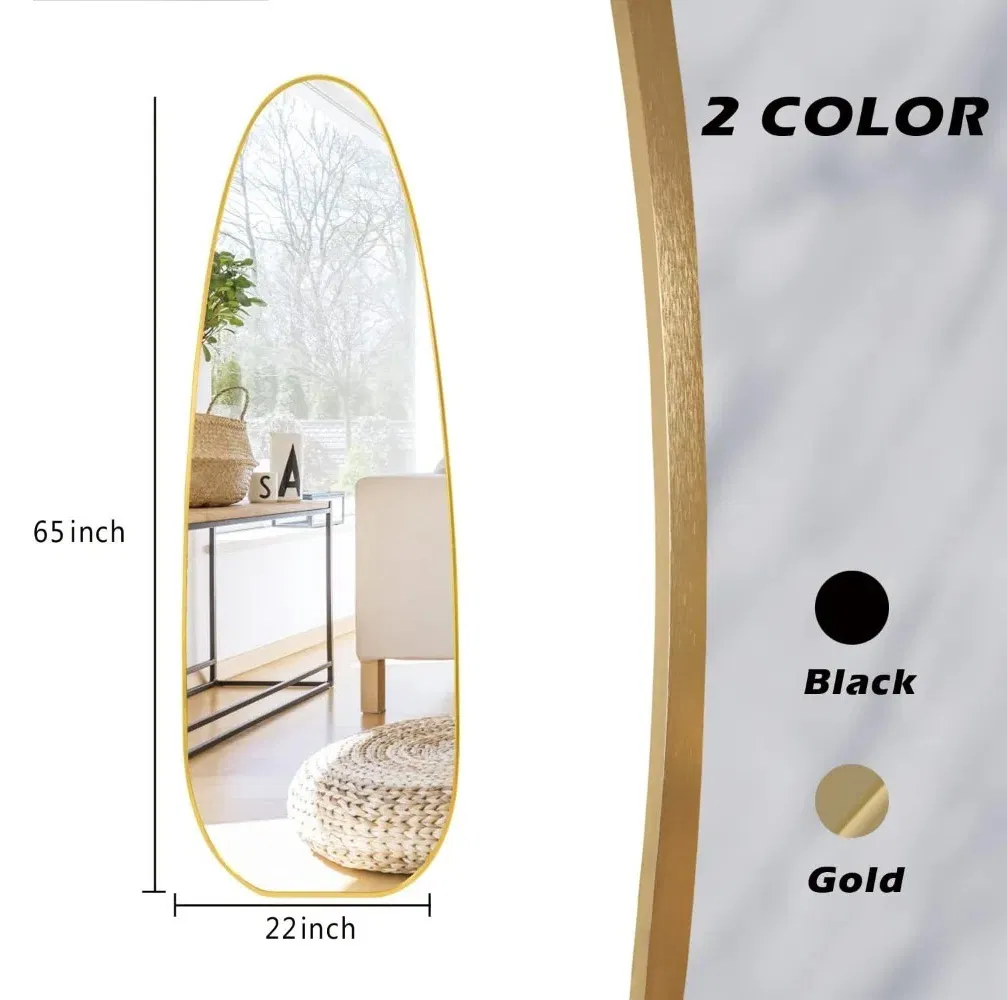 Irregular Floor Length Mirror with Stand, Wall Mirror Rocket Shaped for Living Room, Bathroom