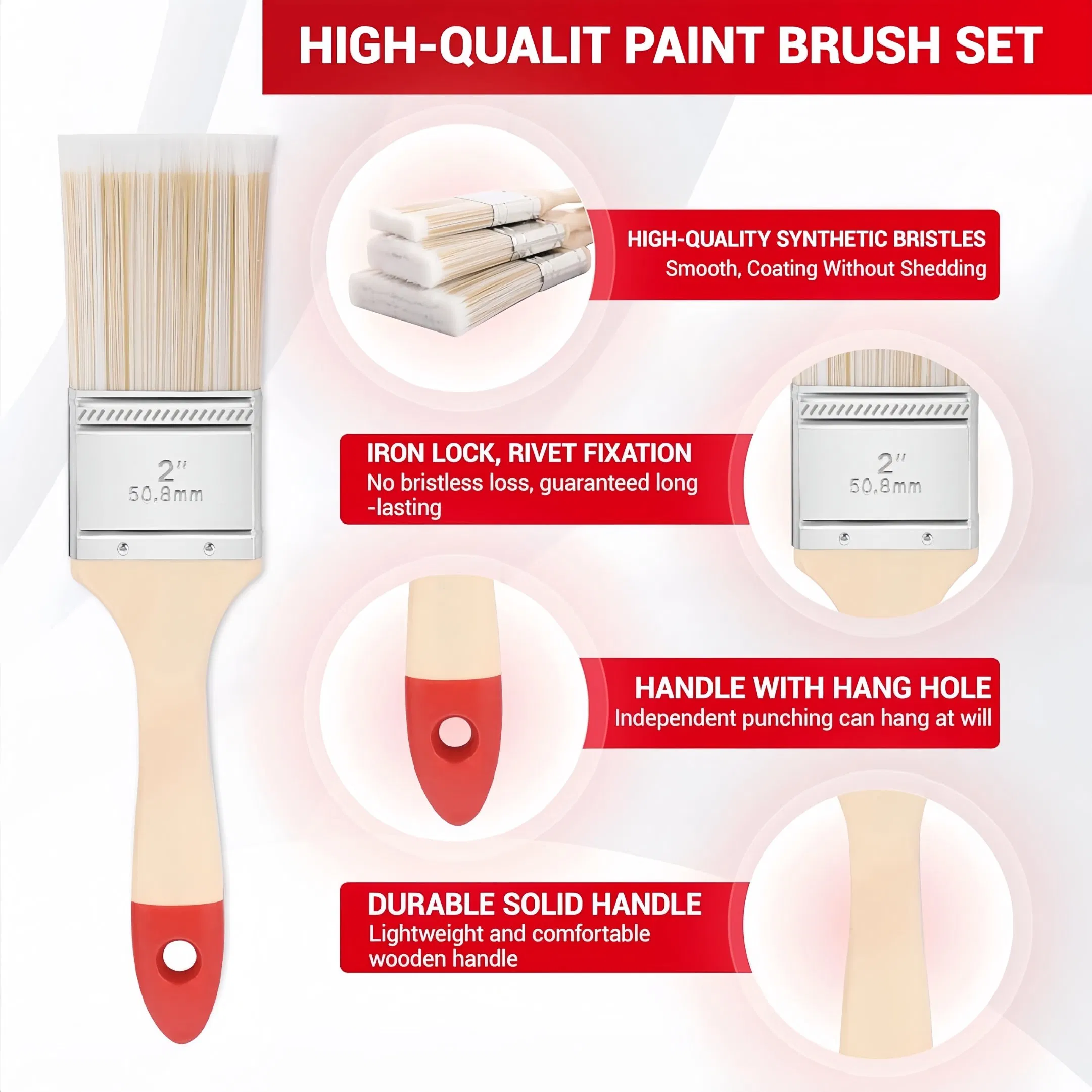 High Performance Flat Head No Abrasives Paint Brush for Wall Repair