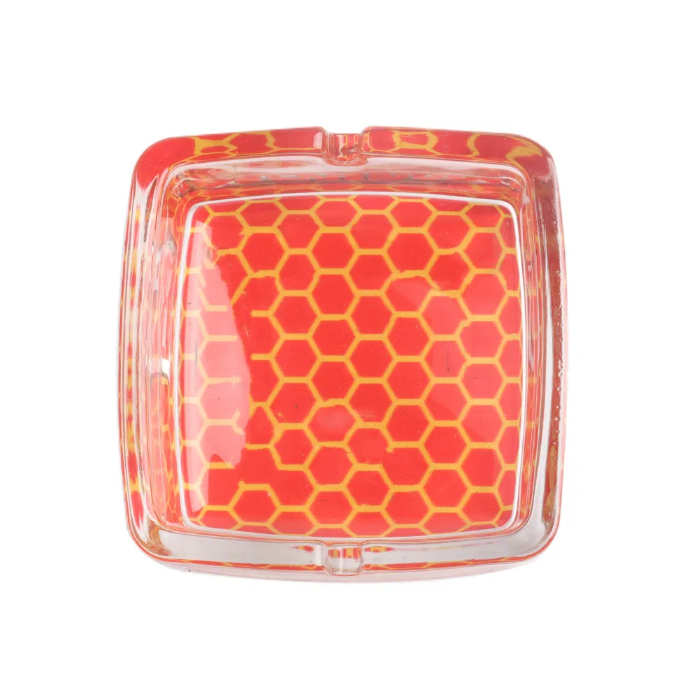 87*39mm Custom Printing Rectangular Cigarette Herb Tobacco Glass Ashtray