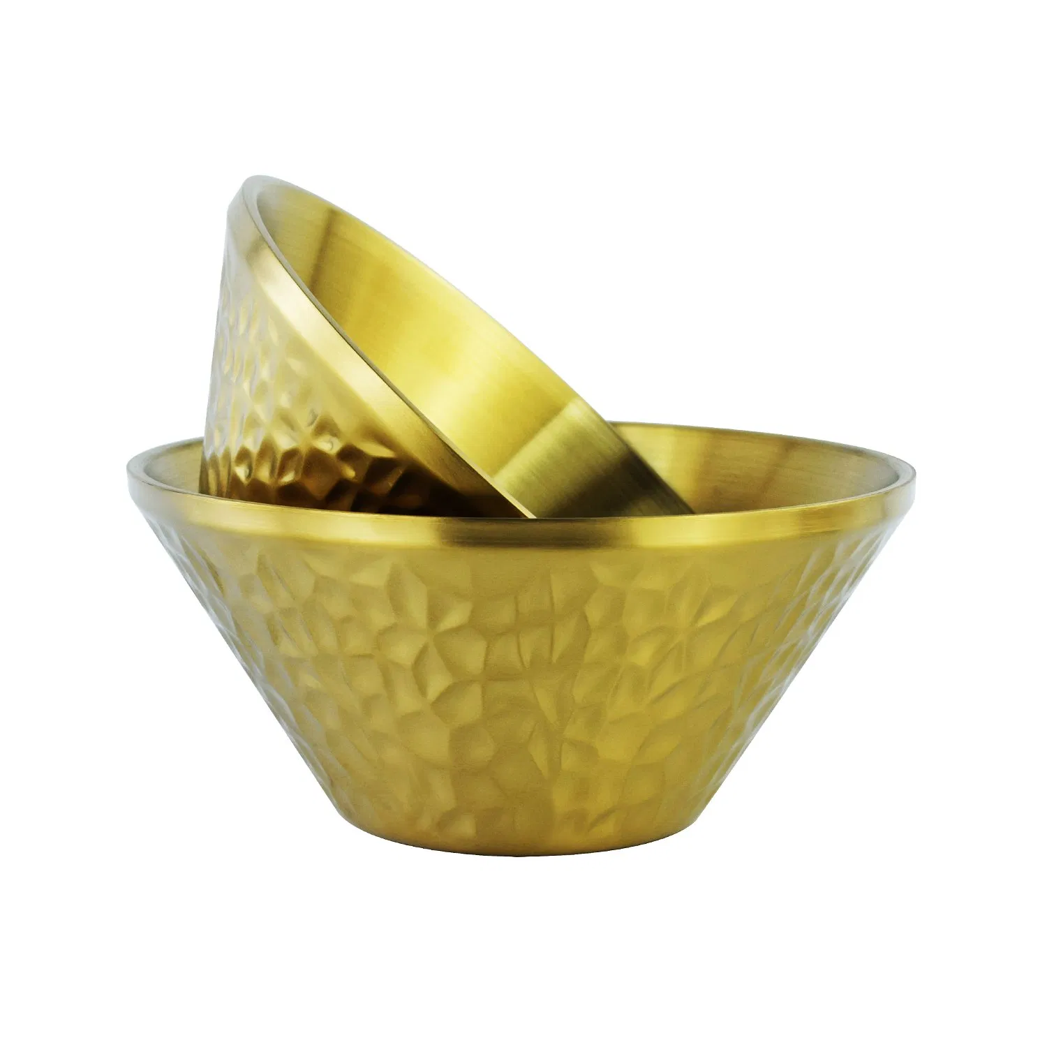 304 Stainless Steel Double Gold Bamboo Hat Bowl Scald-Proof Bowl