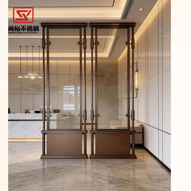 Hotel 304 Stainless Steel Decoration Frame Frosted Glass Translucent Partition