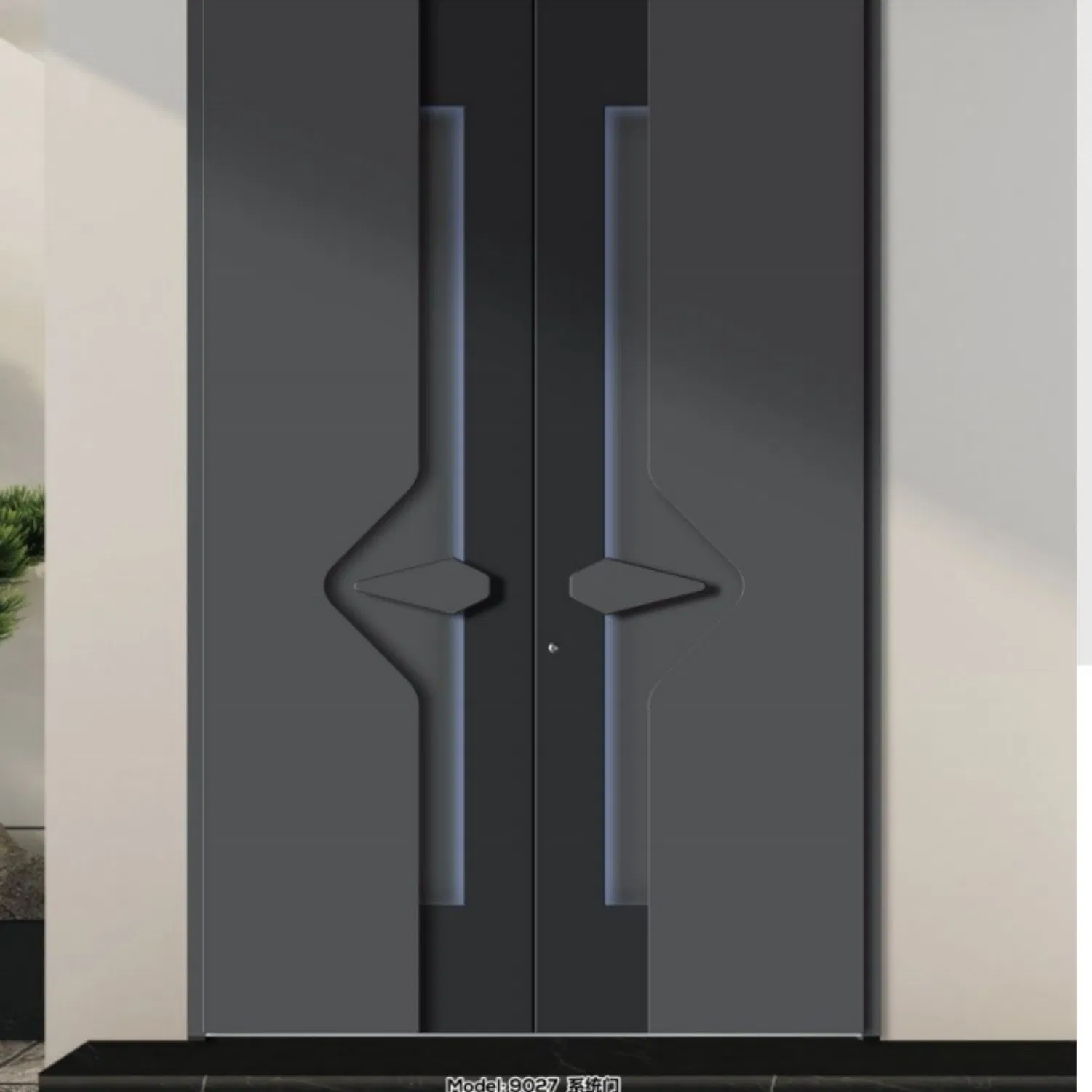 Grid Esthetics Cast Aluminum Glass Front Doors for Houses Entrance