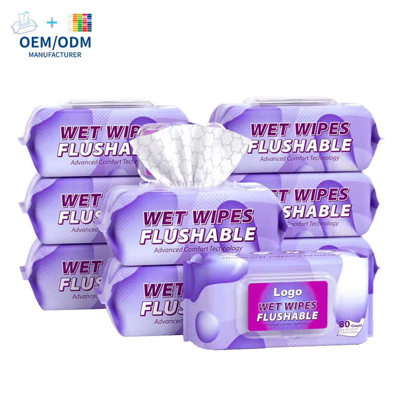 Flushable Toilet Wet Wipes Disposable Biodegradable Wholesale Custom Logo Factory Price Toilet Wipes Organic Unscented Pure Water Flushable Wet Wipes for Adults