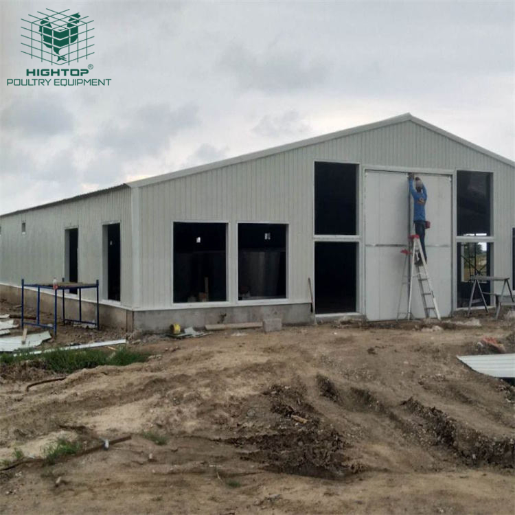 Tunnel Vent System Prefab Chicken Shed For Pan Feeding Broiler House