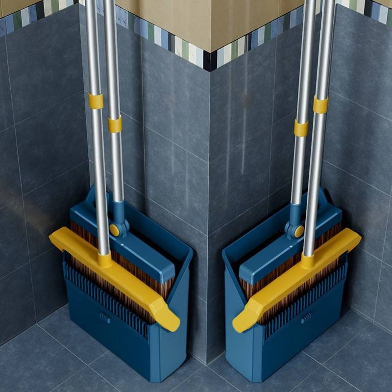 Clean Percent Broom and Dustpan Set with Long Handle Brooms and Stand up Dust Pan Magic Combo Set with Rotation Head