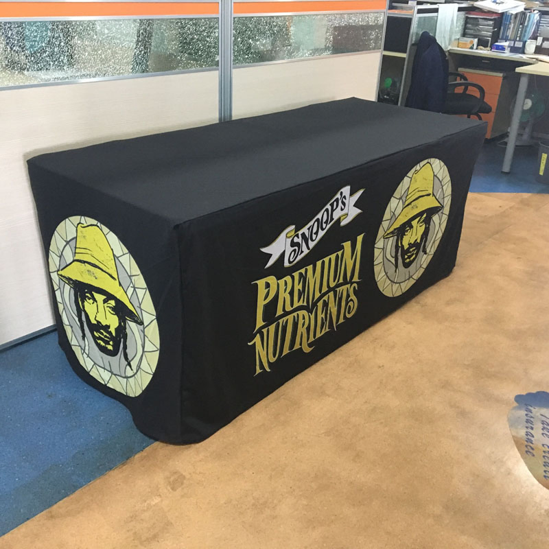 Custom Colour Logo Printing Knitted Polyester Table Cloth, Table Cover Printing