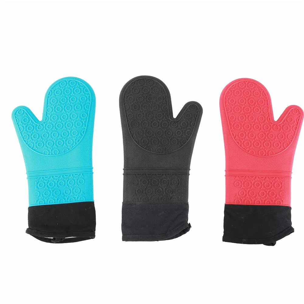 Premium Extra Long Silicone Oven Mitts for High Heat Protection