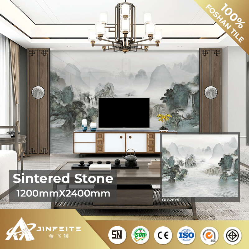 Classic Design Glossy Surface Sintered Stone Slab Large Panel for Wall Decor Best Price 120X240cm