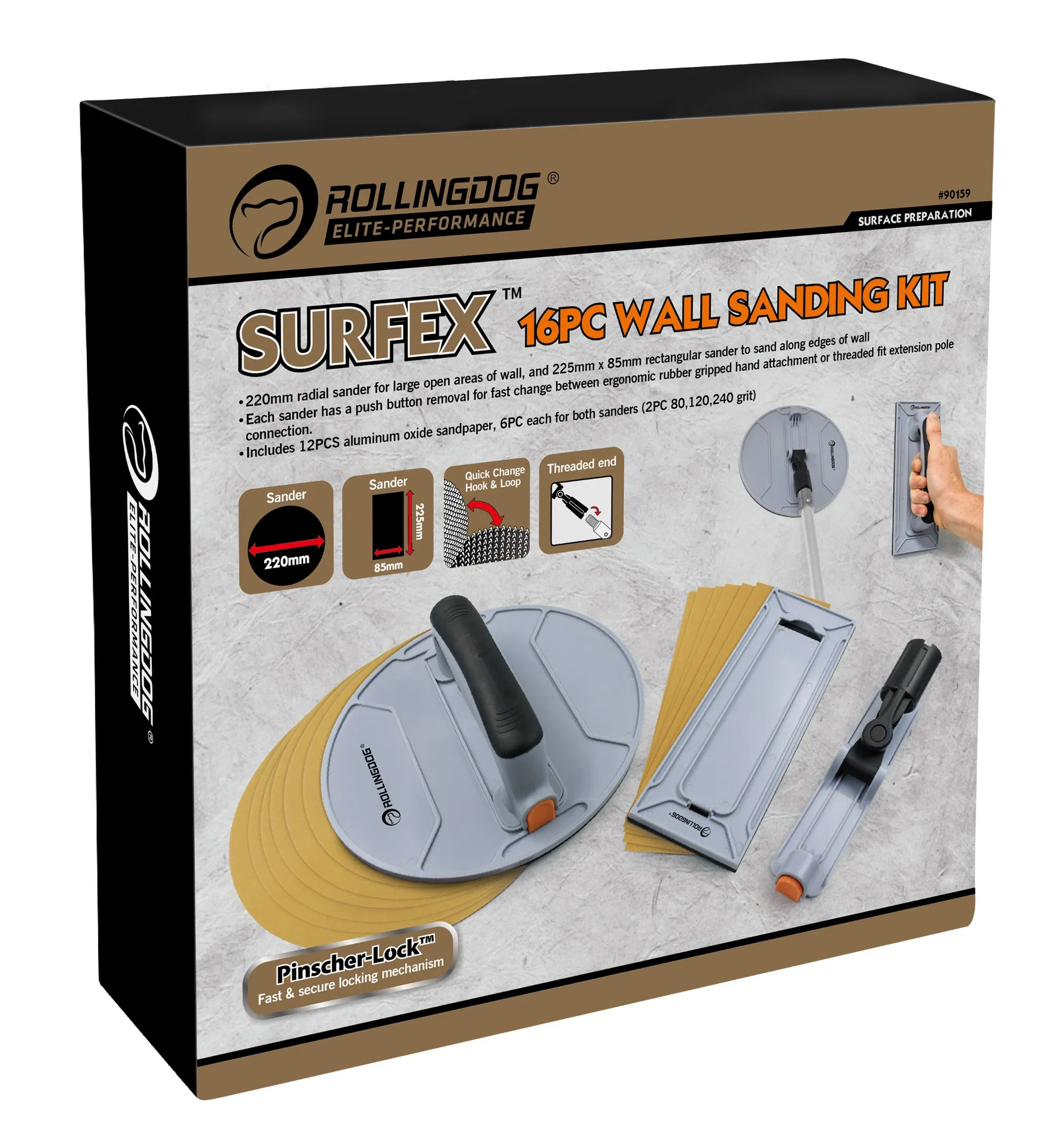 Rollingdog-Elite 90159 16PC Wall Sander Set