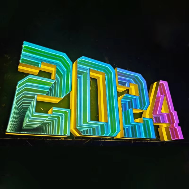 Customized Letter Logo Wall Hanging 3D Infinity Abyss Abyssal Mirror Advertising LED Letter Magic Signage Alphabet