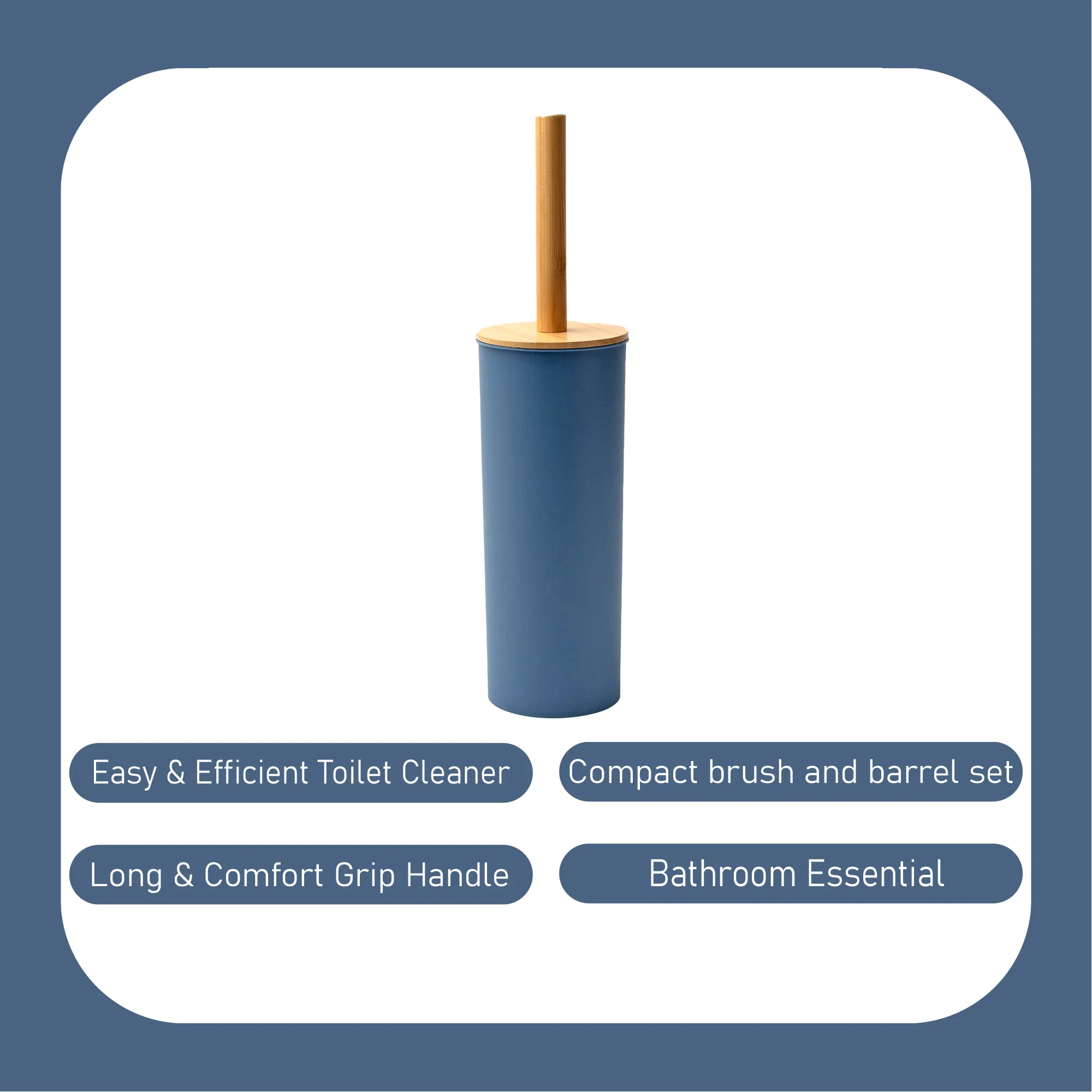 Hot Sale Household Bathroom Round Toilet Brush with Bamboo Metal Plastic Lid