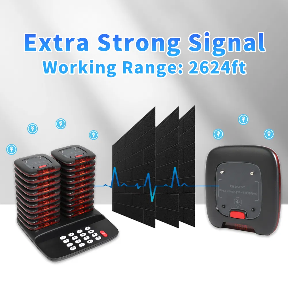 QC05 Wireless Guest Queue Calling Restaurant Pager System, 20 Food Truck Beepers Buzzers