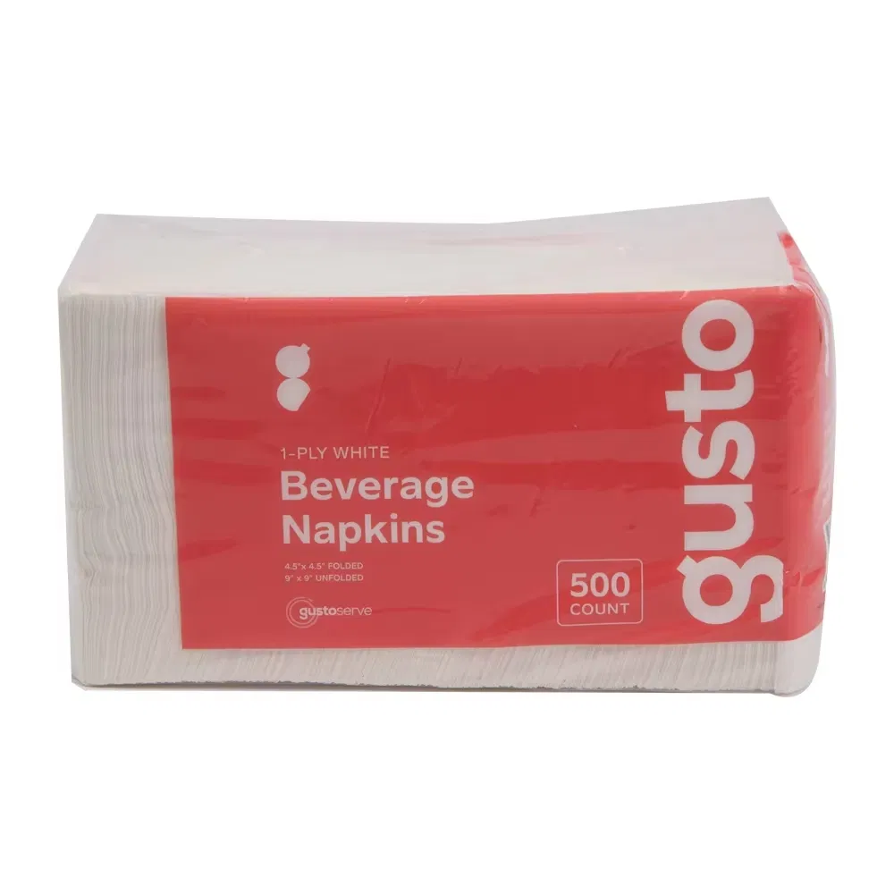 Customized 500 Sheet Supermarket Napkins Single Ply Beverage Napkins in Bag Style