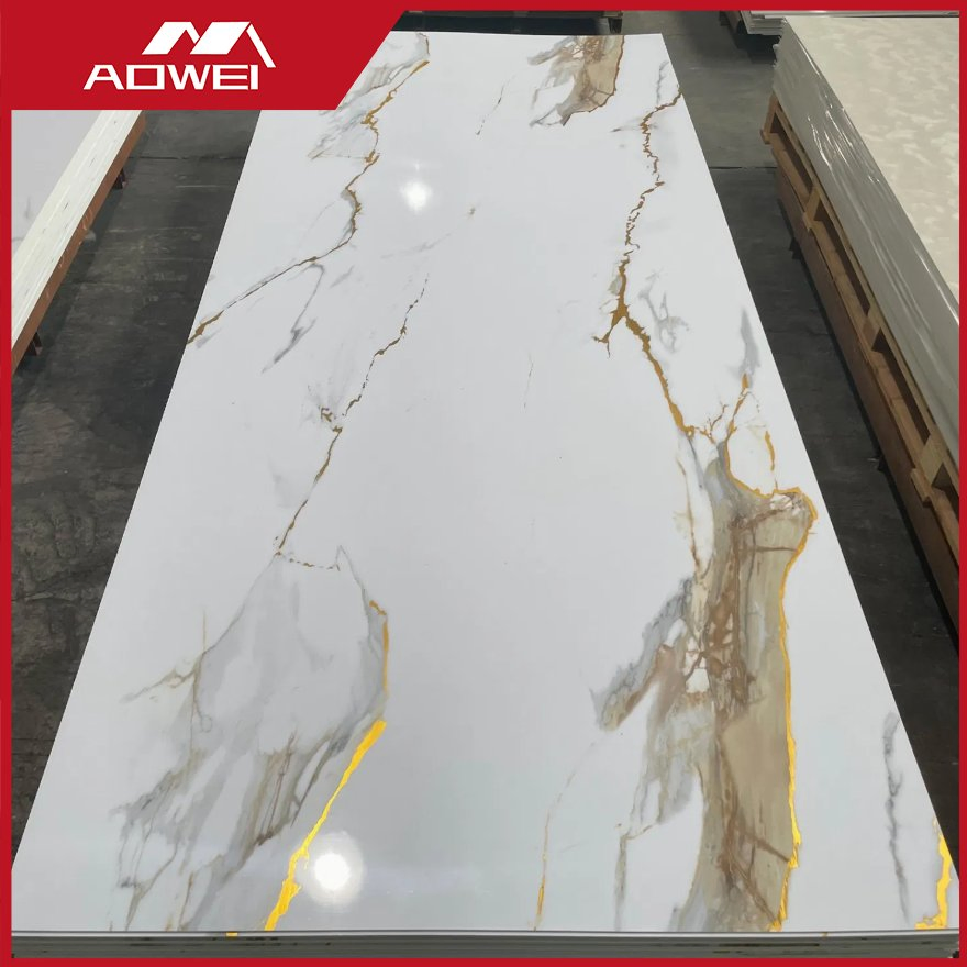 4*8 FT Building Material Waterproof Decorative 3D PVC Marble Sheet Wall Panel