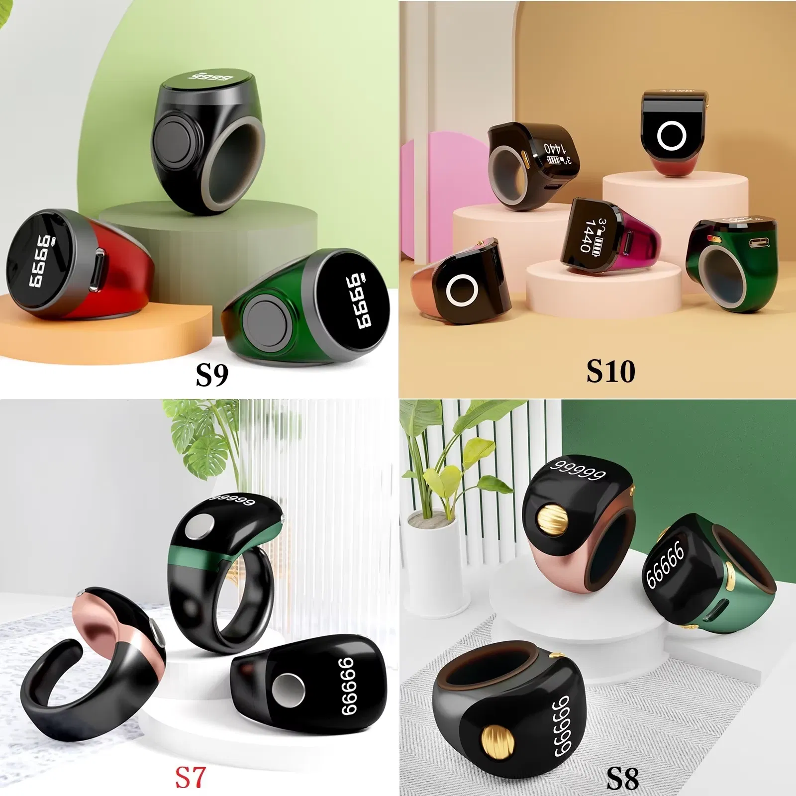 Multi-Function Electronic Digital Tally Counter Alarm Clock NFC Zikr Ring
